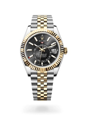 Rolex Stainless Steel and Yellow Gold Sky-Dweller Bright Black dial