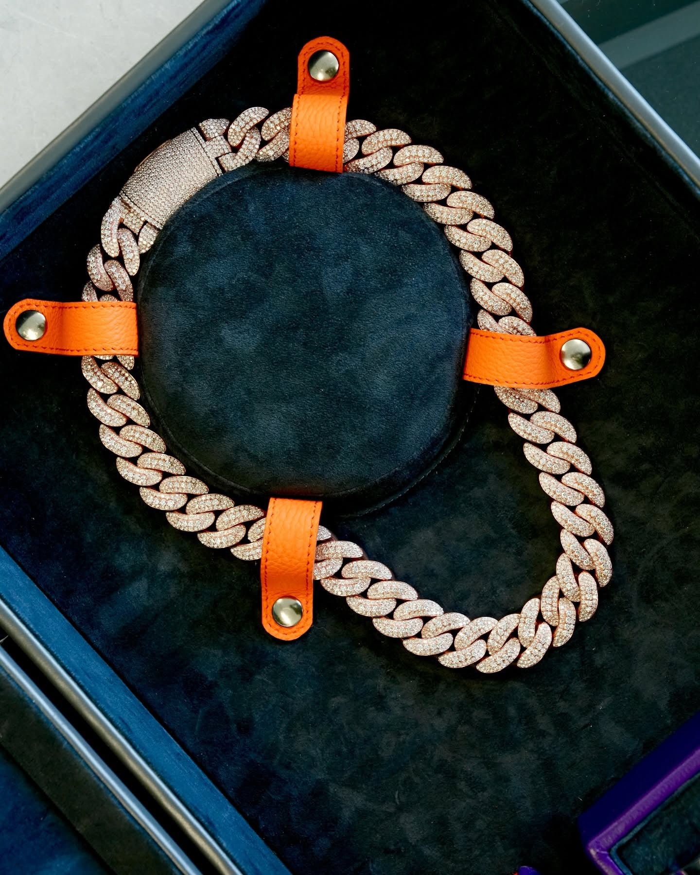 Rose Gold Diamond Baguette Set Cuban Chain