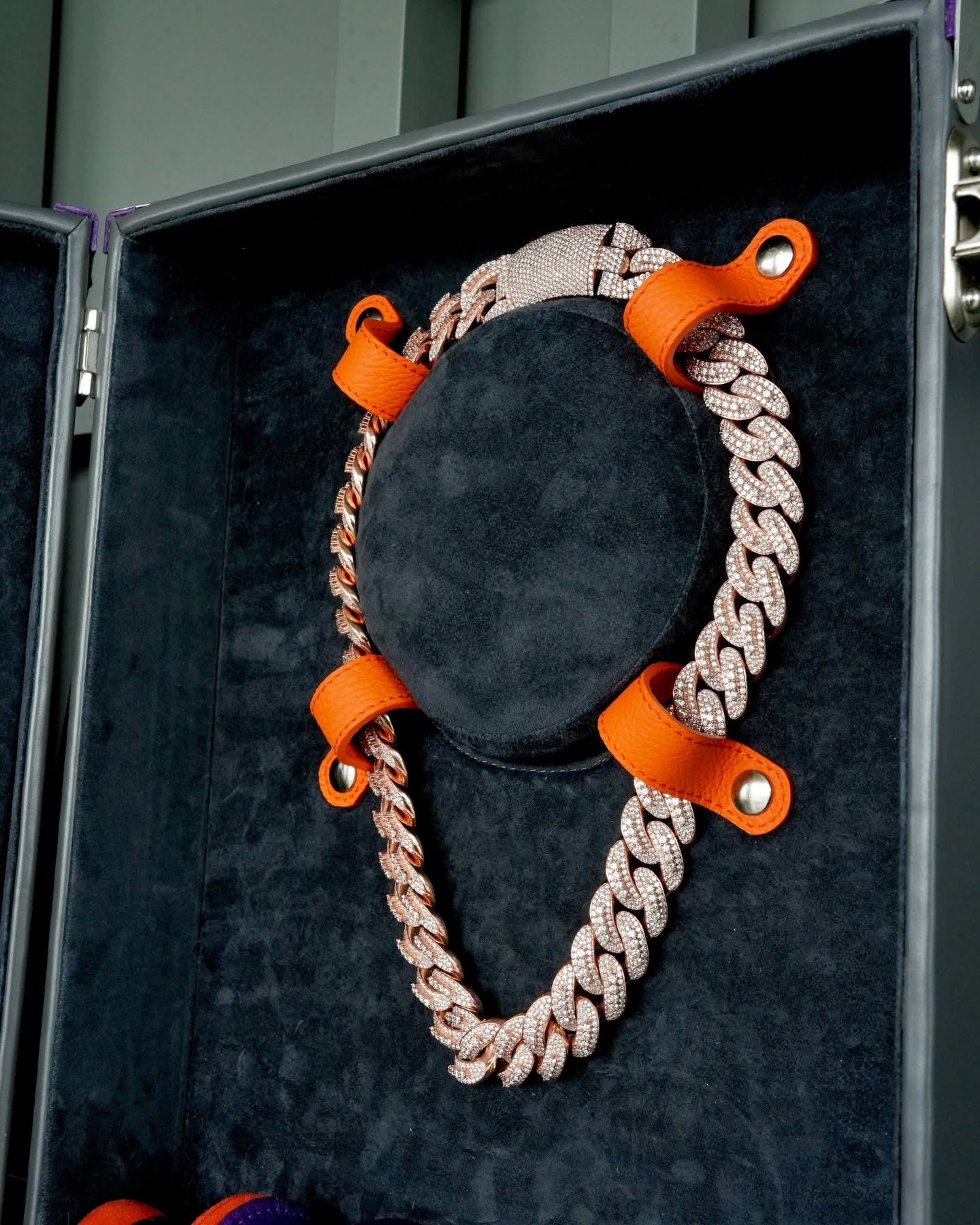 Rose Gold Diamond Baguette Set Cuban Chain