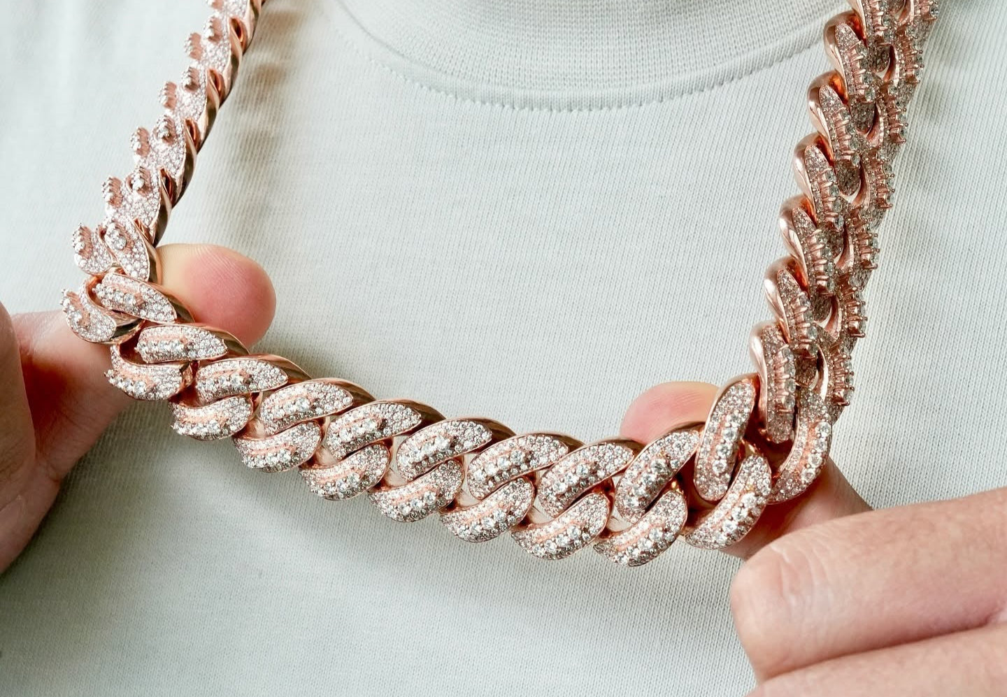 Rose Gold Diamond Set Cuban Chain