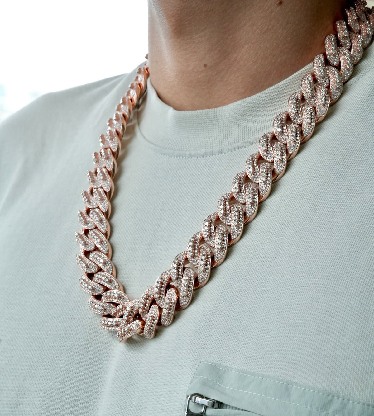 Rose Gold Diamond Set Cuban Chain