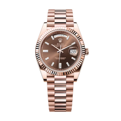 Rolex Rose Gold Day Date Chocolate Baguette dial