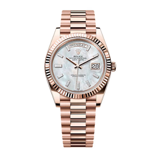 Rolex Rose Gold Day Date Mother Of Pearl Baguette dial
