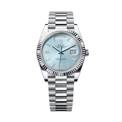 Rolex Platinum Day Date Ice Blue Baguette dial