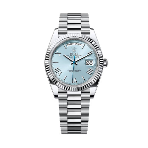 Rolex Platinum Day Date Ice Blue Roman dial