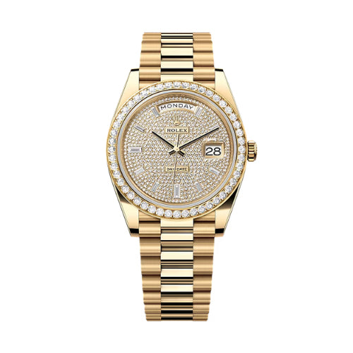 Rolex RBR Yellow Gold Daydate 40 Pave
