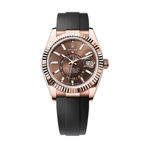 Rolex Rose Gold Sky-Dweller Oysterflex Chocolate dial