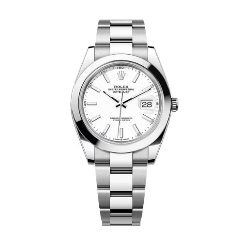 Rolex Datejust 41 White dial Smooth Bezel