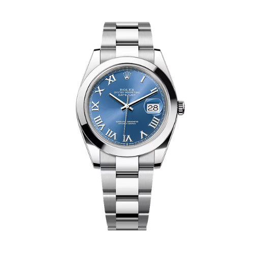 Rolex Datejust 41 Azzuro dial Smooth Bezel Oyster