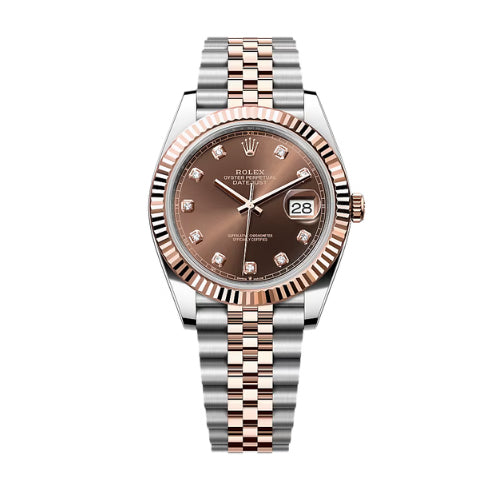 Rolex Steel and Rose Gold Datejust 41 Chocolate Diamond Dot dial