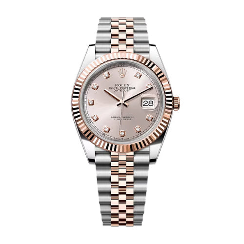 Rolex Steel and Rose Gold Datejust 41 Sundust Diamond Dot dial