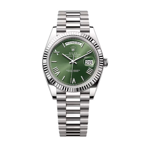 Rolex Daydate 40 White Gold Olive Dial